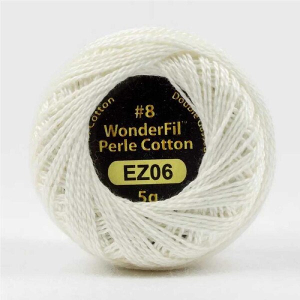 Wonderfil Eleganza #8 Solid Perle Cotton - FIRST SNOW 5g Ball(EL5G-06)
