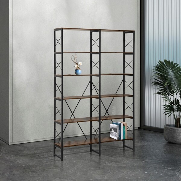 ACA Bookshelf 5 Tiers Plants Display Book Shelves Storage Stand Double Bookcase Hmoe Decor