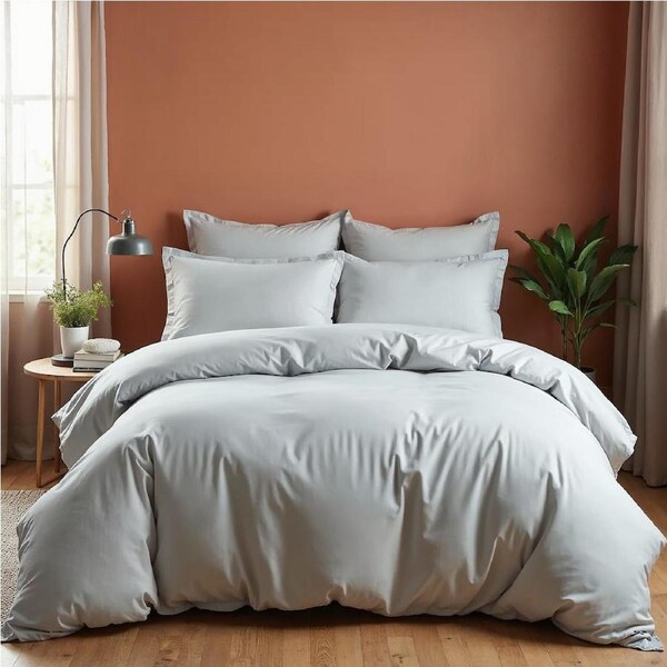 Royal Comfort 1000 Thread Count Bamboo Cotton Sheet and Quilt Cover Complete Set Cool Grey / Queen