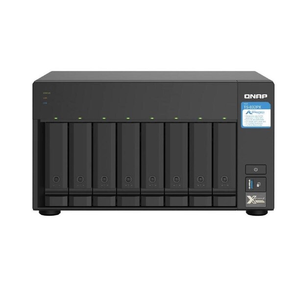 QNAP TS-832PX-4G 8 Bay NAS lpine AL324 ARM Cortex-A57 quad-core 1.7GHz 4G DDR4 Hot-swappable 2x10GbE SFP+ 2x2.5GbE WOL 1xPCIe 3xUSB3.2 2YR WTY
