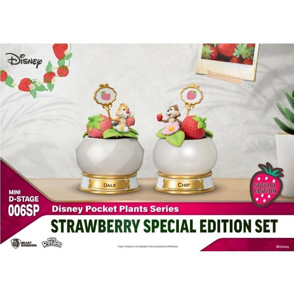 Beast Kingdom Mini D Stage Disney Pocket Plants Series Strawberry Special Edition Set Chip n Dale