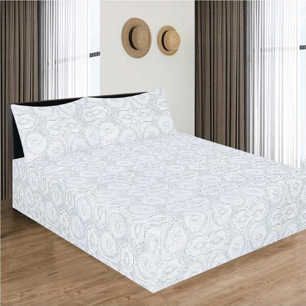 Queen Luxury 100% Cotton Flannelette Fitted Bed Sheet & 2 Pillow Case Combo Set