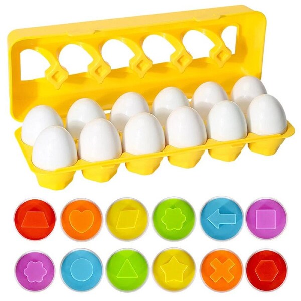 12pcs Shape Matching Eggs Color & Shape Recognition Puzzle for Easter