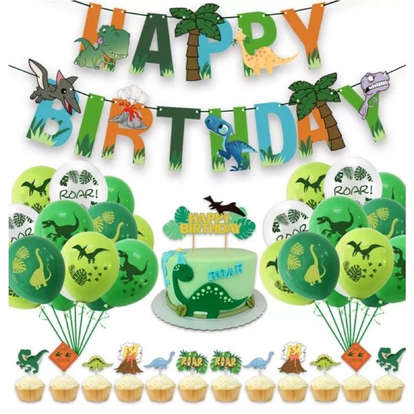 46 pieces Dinosaur Party Set Kids Birthday Decoration & Supplies