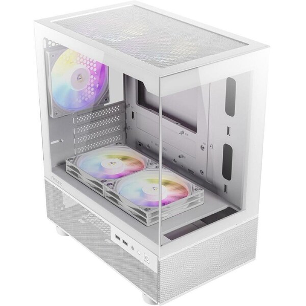 Antec CX200M RGB Elite, mATX, 270 degrees view, USB 3.0 x 2, Audio I/O Bottom. Mesh front and bottom. Clear Glass View, 5x RGB Fans. White Gaming Case