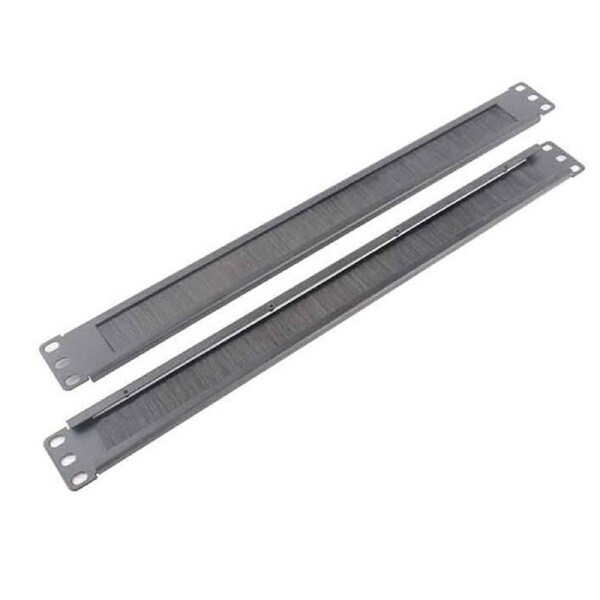 LDR 1U 19' Cable Management Brush Rail (Brush Panel) - Black Metal Construction
