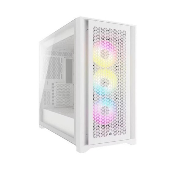 Corsair iCUE 5000D RGB High Airflow, 3x AF120 RGB Elite Fan, Lighting Node Pro Controller, Tempered Glass Mid-Tower, White Gaming Case