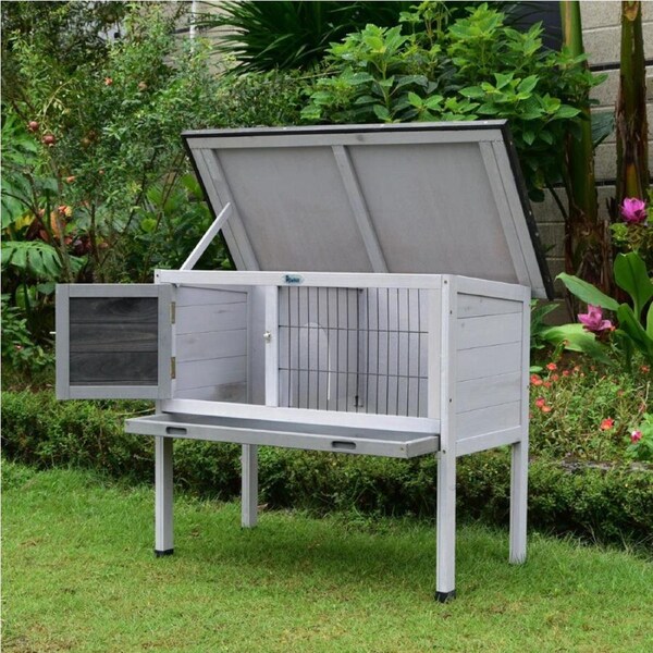 Wooden Chicken & Rabbit Hutch with Tray Small Animal Cage