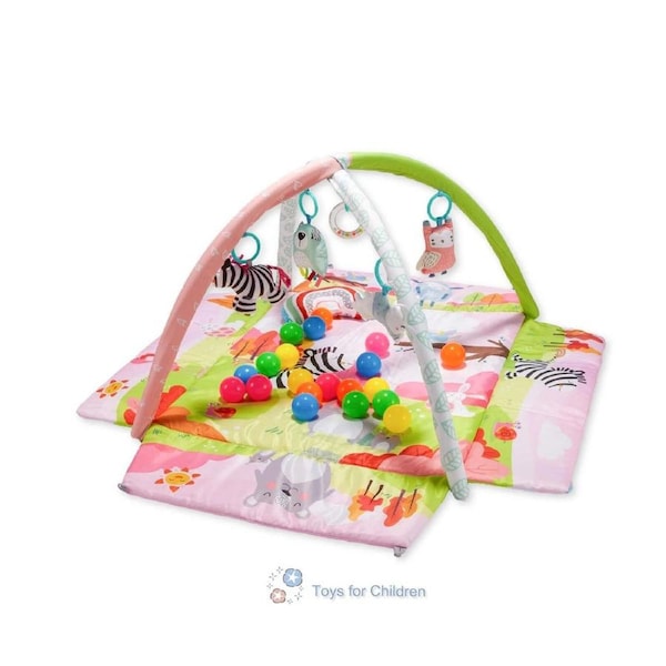 4-in-1 Baby Play Gym Mat Tummy Time & 5 Toy Set