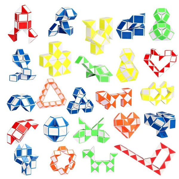 24-Pack Fidget Snake Cubes Mini Twist Puzzles for Kids