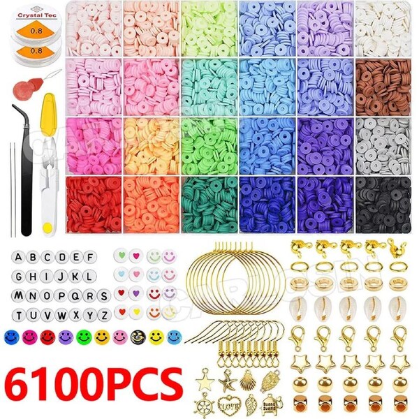 6100x Rainbow Clay Beads for Bracelet & Jewelry Making