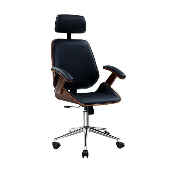 Wooden Office Chair Computer Gaming Chairs Executive Leather Black