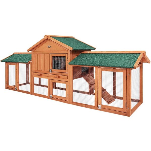 Pet Rabbit Hutch Chicken Coop Wooden Cage - 220x52x84cm