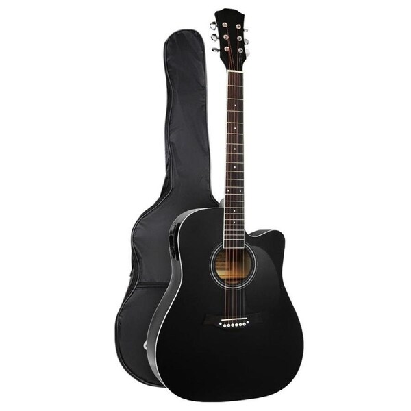 41" Inch Electric Acoustic Guitar Wooden Classical Full Size EQ Capo Black