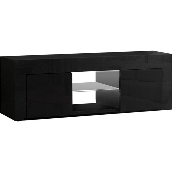 130cm RGB LED TV Stand Cabinet Entertainment Unit Gloss Furniture Black