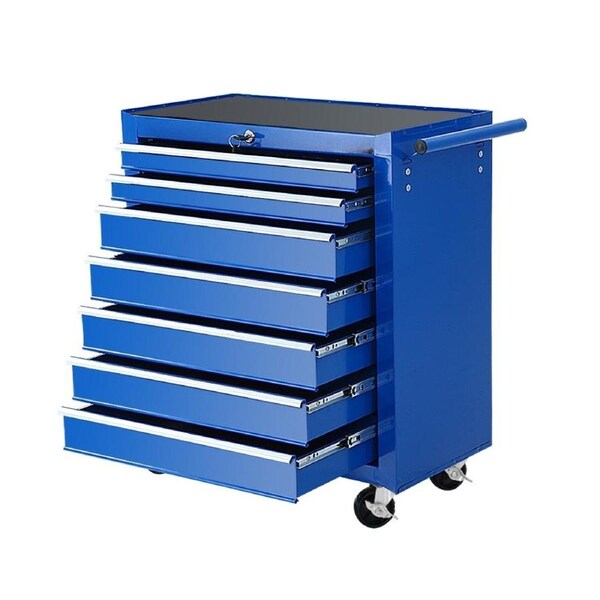 Tool Chest Trolley Box Cabinet Cart Garage Storage Blue - 7 Drawers