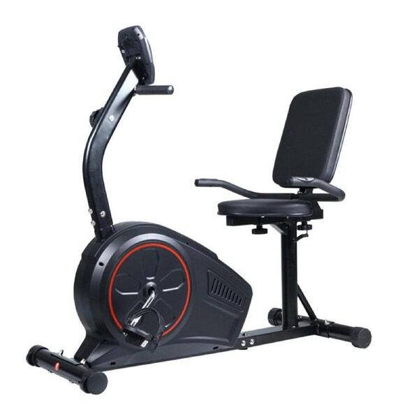 Home Gym Magnetic Recumbent Exercise Bike Fitness Trainer Black - 8 Level Resistance