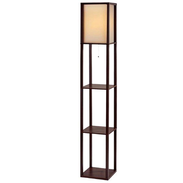 Floor Lamp Vintage Reding Light Stand Wood Shelf Storage Organizer Home