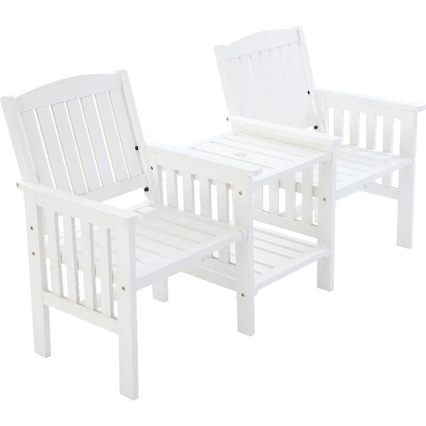 Garden Bench Chair Table Wooden Outdoor Furniture Patio - White