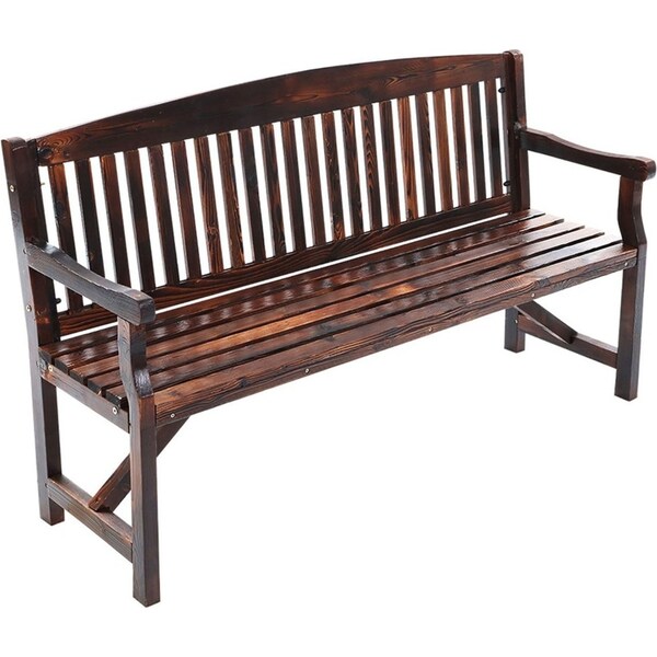Wooden Garden Bench Outdoor Furniture Decor Patio 3 Seater - Natural