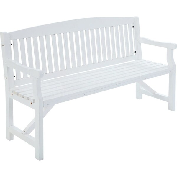Wooden Garden Bench Outdoor Furniture Decor Patio 3 Seater - White