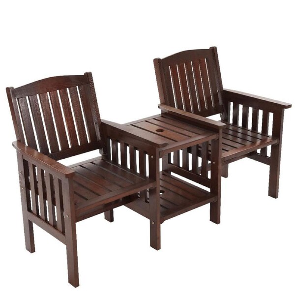 Garden Bench Chair Table Wooden Outdoor Furniture Patio - Charcoal Brown