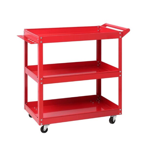 Tool Cart Trolley Mechanic Steel Storage Organizer 3 Tier - Red