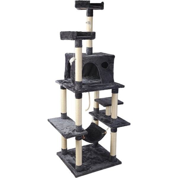Cat Tree Scratching Post Tower House Furniture Wood - 184cm
