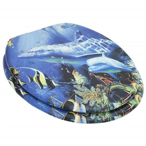 Bathroom WC Toilet Bowl Seat Decorated Lid Cover Print Images Photos Dolphins