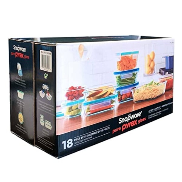 Snapware Pyrex 18-Piece Glass Food Storage Set - Clear