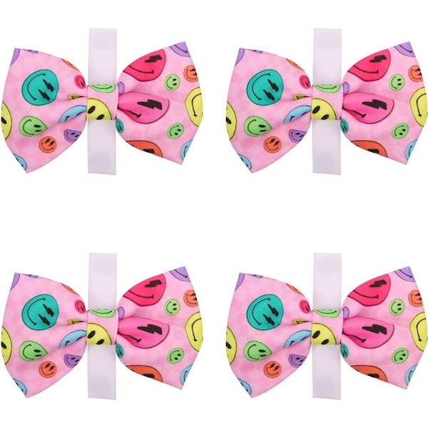 4x Eco-Pup Themed Dog/Pet Dress Up Costume Bow Tie Smiley Coloured Pattern