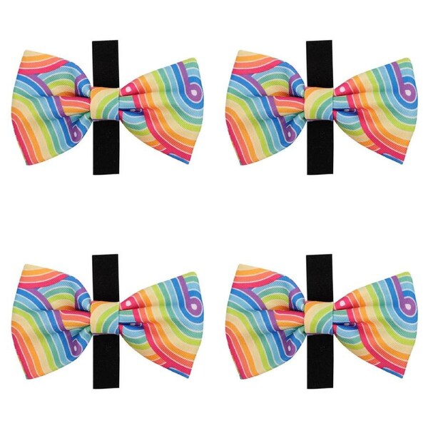4x Eco-Pup Themed Dog/Pet Dress Up Costume Bow Tie Rainbow Coloured Pattern
