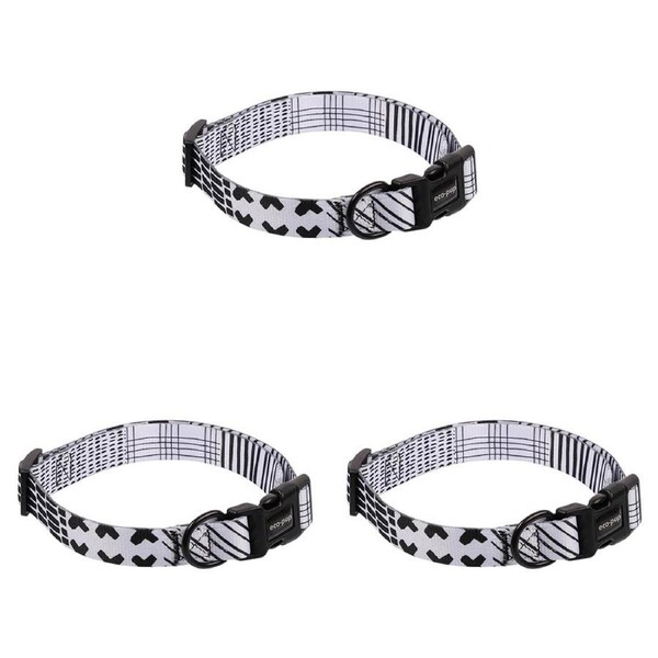 3x Eco-Pup Dog Outdoor Walking Collar Size Large Monochrome Pattern Pet Dress Up