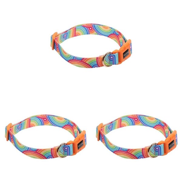 3x Eco-Pup Dog Outdoor Walking Collar Size Large Rainbow Pattern Pet Dress Up