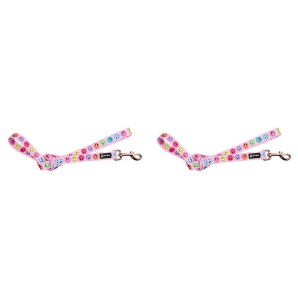 2x Eco-Pup Dog Outdoor Walking Durable Lead/Leash 120cmx20mm Smiley Pattern