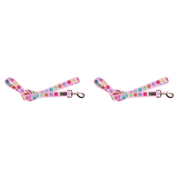 2x Eco-Pup Dog Outdoor Walking Durable Lead/Leash 120cmx25mm Smiley Pattern