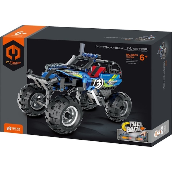 193pc iM.Master Pull Back Truck Building Blocks Kids Assemble Toy Set Blue 6y+