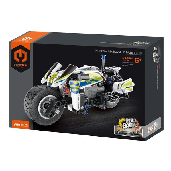 193pc iM.Master Pull Back Police Motorbike Building Blocks Kids Toy Set 6y+