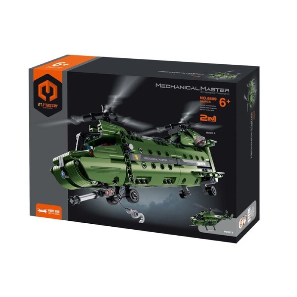 393pc iM.Master 2-in-1 Military Helicopter Building Blocks Kids Toy Set Green 6+