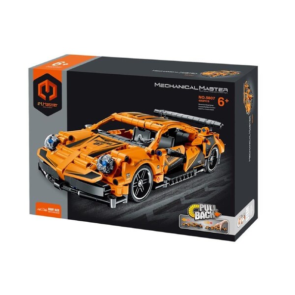 490pc iM.Master Pull Back Super Car Building Blocks Kids Toy Kit Orange 6y+