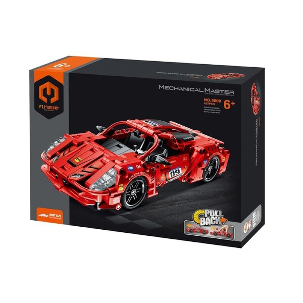 437pc iM.Master Pull Back Super Car Building Blocks Kids DIY Toy Kit Red 6y+
