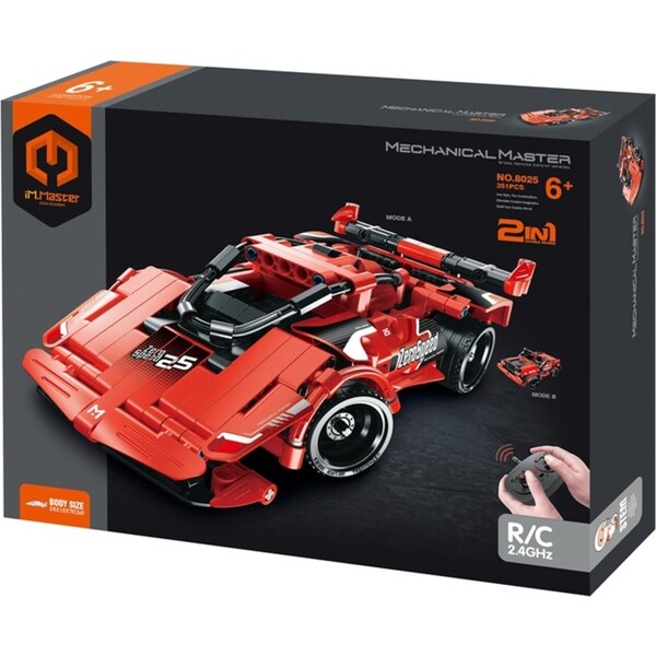 341pc iM.Master 2-in-1 RC Super Car Building Blocks Kids DIY Toy Kit Red 6y+