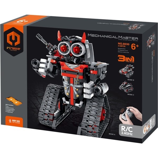 419pc iM.Master 3in1 RC/App Controlled Robot/Stunt Car Kids DIY Toy Kit Red 6y+
