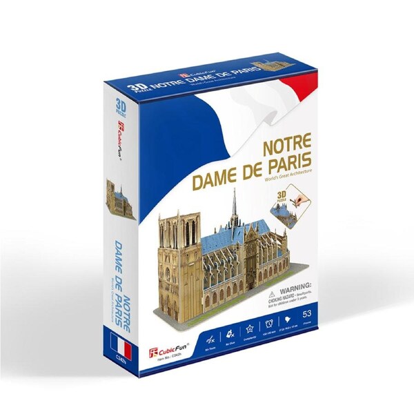 53pc CubicFun Notre Dame de Paris 3D Puzzle DIY Kids Interactive Fun Toy 3y+