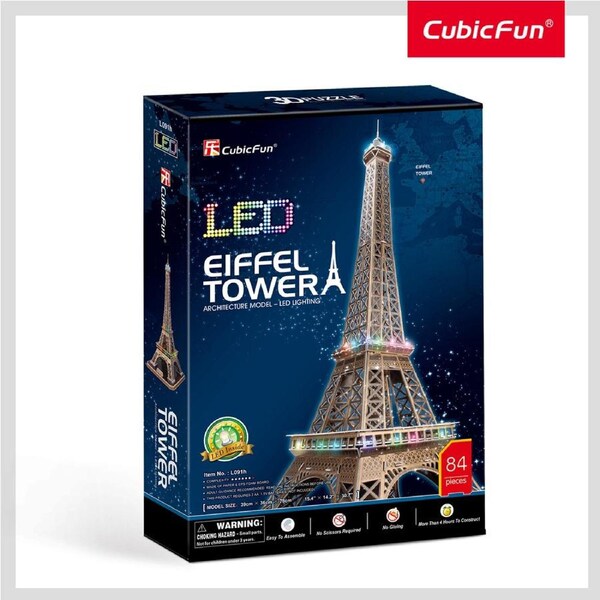 84pc CubicFun LED Eiffel Tower 3D Puzzle Kids/Children DIY Interactive Toy 3y+