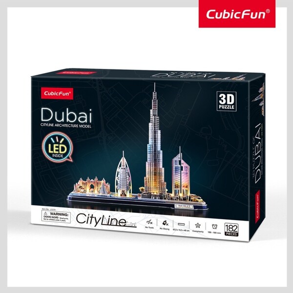 182pc CubicFun LED CityLine Dubai 3D Puzzle DIY Interactive Building Kids Toy 3+