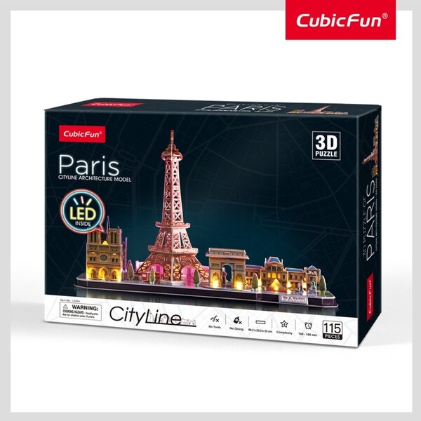 115pc CubicFun LED City Line Paris 3D Puzzle Kids Interactive Building Toy 3y+