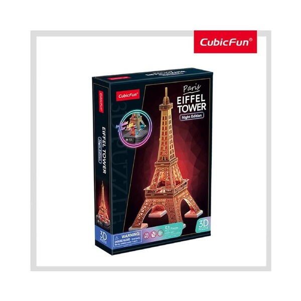 51pc CubicFun Eiffel Tower Night Edition 3D Puzzle Interactive Building Toy 3y+