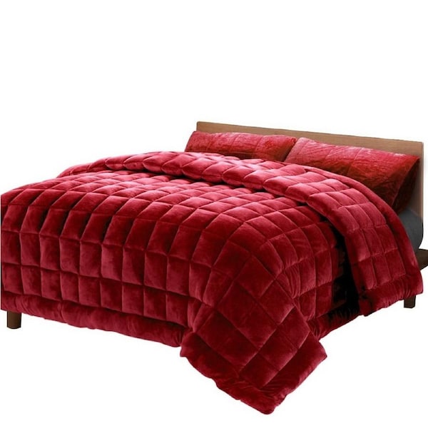 Bedding Faux Mink Quilt Plush Throw Blanket Comforter Duvet Cover Warm King