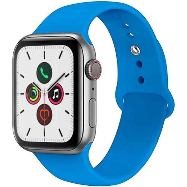 Compatible For Apple Watch Band 42/44/45/49MM Soft Silicone Sport Strap - Blue [WAT-NB-42DBG2]